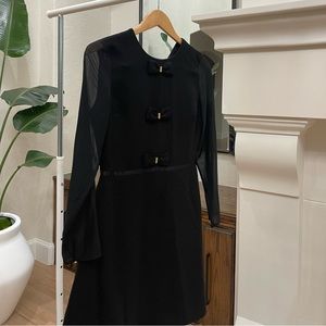 bow dress event summer chiffon sleeve date girly classy classic self portrait